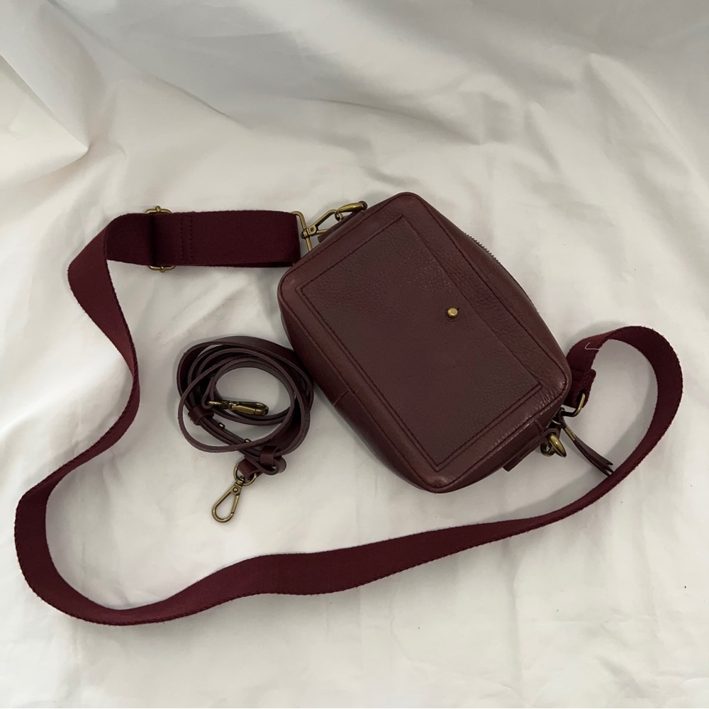 Madewell Transport Camera Bag Burgundy Utility Leather